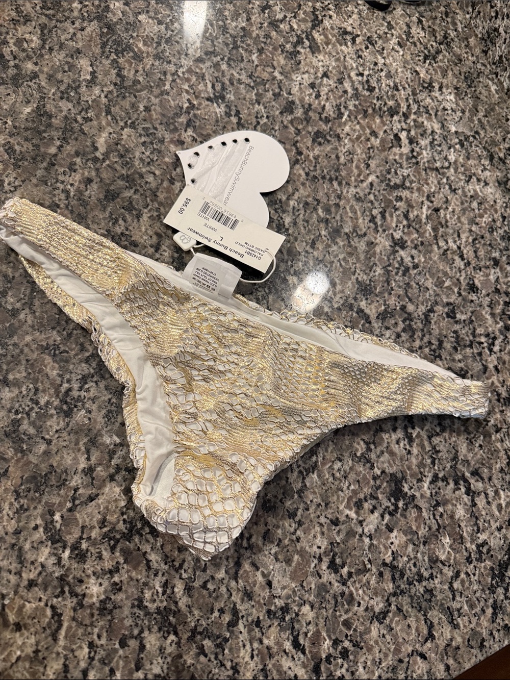 Beach Bunny Gold and White Bikini Bottom